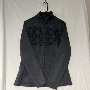 Eddie Bauer Zip Fleece Sweater Womens Size Large Gray Aztec, Fair Isle, Preppy